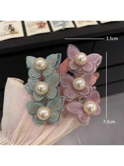 حامل شعر بطريقة ذيل الحصان بفقاعات الفراشة بطراز الغابة، وصلات شعر فرنسية بمظهر فاخر للسيدات، وصول جديد للعام 2024