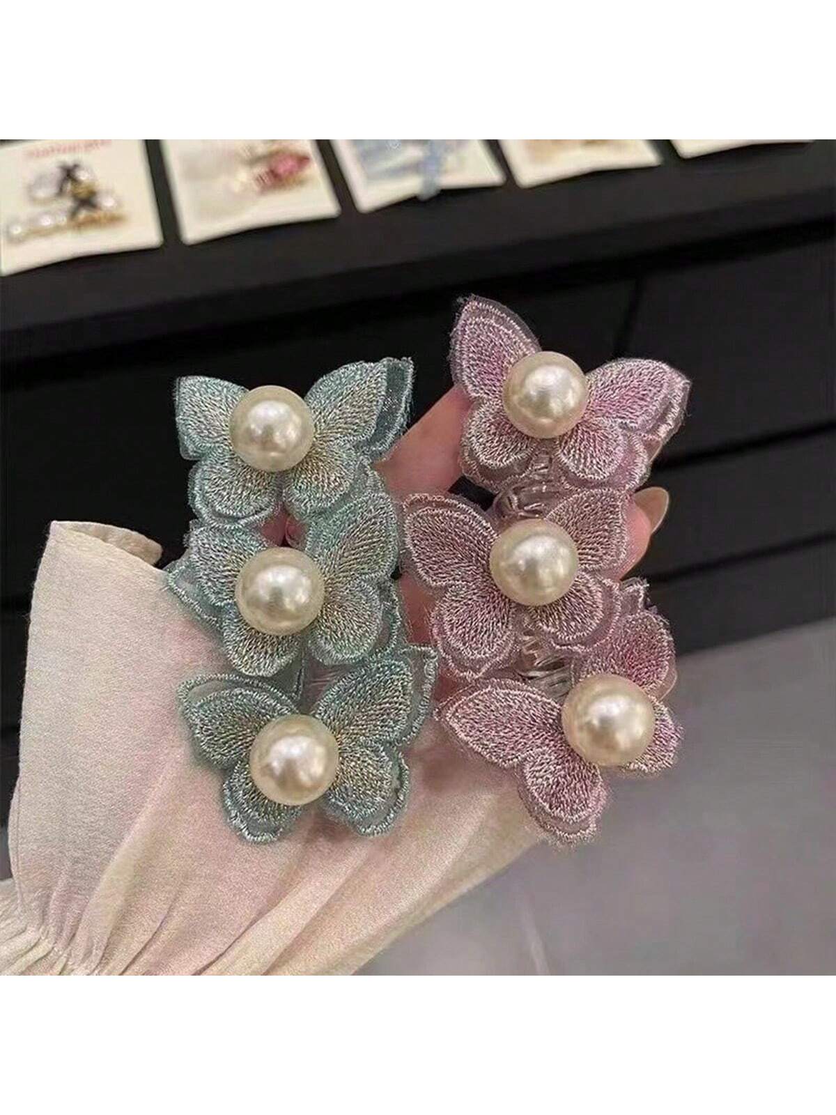 حامل شعر بطريقة ذيل الحصان بفقاعات الفراشة بطراز الغابة، وصلات شعر فرنسية بمظهر فاخر للسيدات، وصول جديد للعام 2024