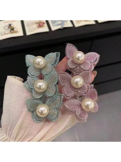 حامل شعر بطريقة ذيل الحصان بفقاعات الفراشة بطراز الغابة، وصلات شعر فرنسية بمظهر فاخر للسيدات، وصول جديد للعام 2024