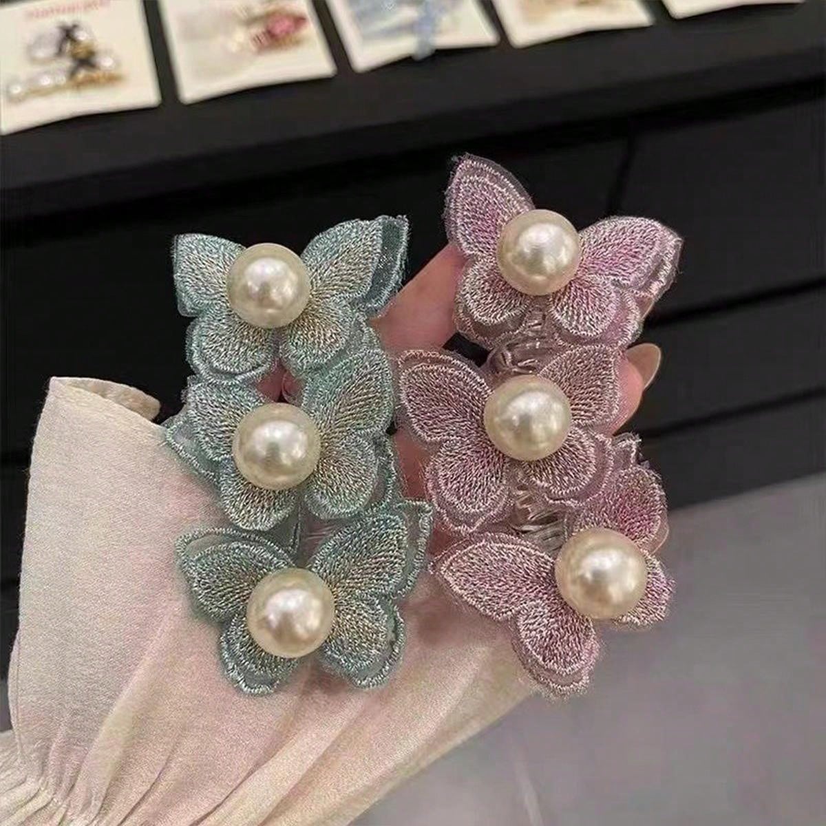 حامل شعر بطريقة ذيل الحصان بفقاعات الفراشة بطراز الغابة، وصلات شعر فرنسية بمظهر فاخر للسيدات، وصول جديد للعام 2024