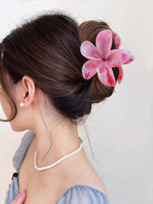 مشبك شعر بزهرة البلوميريا الوردية، إكسسوارات شعر نسائية قابلة للتزيين