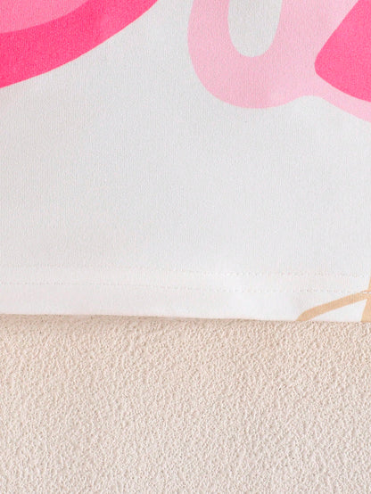 مجموعة قطعتين صيفية للفتيات الرضع، مع أكمام طائرة، ملابس علوية مطبوعة برسمة حصان ذو شكل جذاب، وشورت كاجوال بحاشية مكشكشة