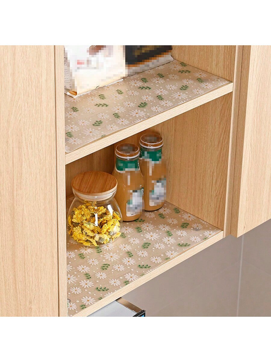 قطعة واحدة من بطانة درج مقاومة للرطوبة بطباعة الأقحوان للخزانة المطبخية، الطاولة