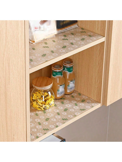 قطعة واحدة من بطانة درج مقاومة للرطوبة بطباعة الأقحوان للخزانة المطبخية، الطاولة
