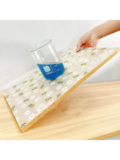 قطعة واحدة من بطانة درج مقاومة للرطوبة بطباعة الأقحوان للخزانة المطبخية، الطاولة