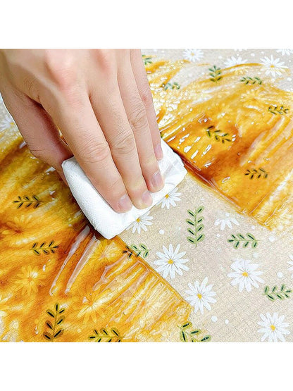 قطعة واحدة من بطانة درج مقاومة للرطوبة بطباعة الأقحوان للخزانة المطبخية، الطاولة