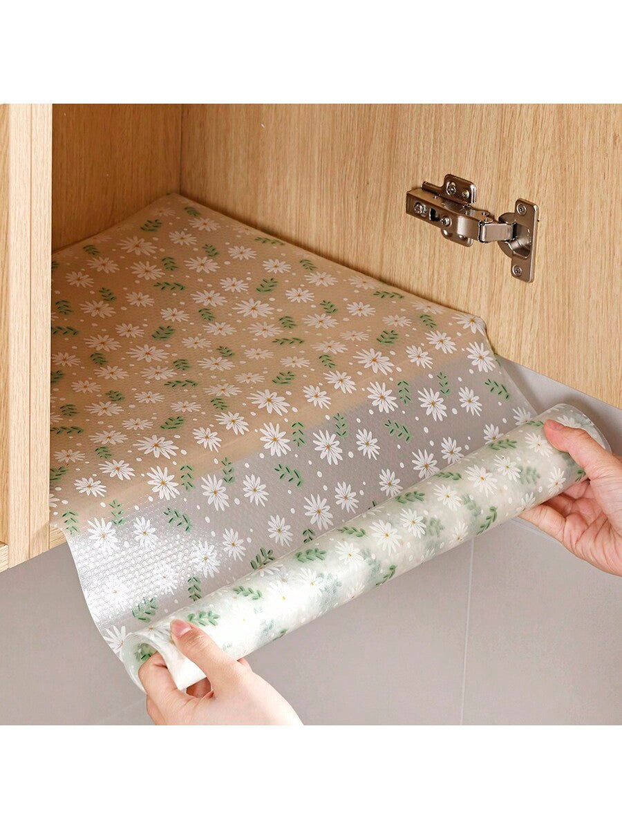 قطعة واحدة من بطانة درج مقاومة للرطوبة بطباعة الأقحوان للخزانة المطبخية، الطاولة