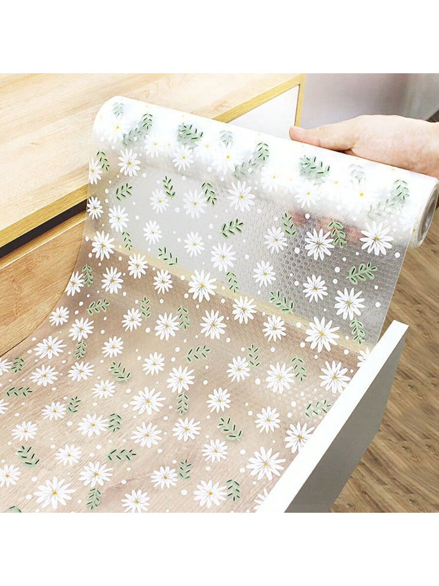 قطعة واحدة من بطانة درج مقاومة للرطوبة بطباعة الأقحوان للخزانة المطبخية، الطاولة