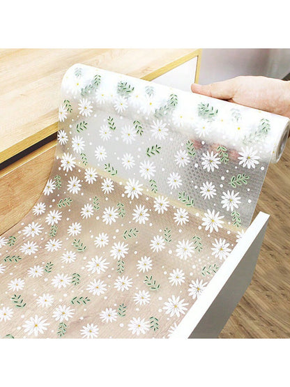 قطعة واحدة من بطانة درج مقاومة للرطوبة بطباعة الأقحوان للخزانة المطبخية، الطاولة