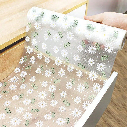 قطعة واحدة من بطانة درج مقاومة للرطوبة بطباعة الأقحوان للخزانة المطبخية، الطاولة