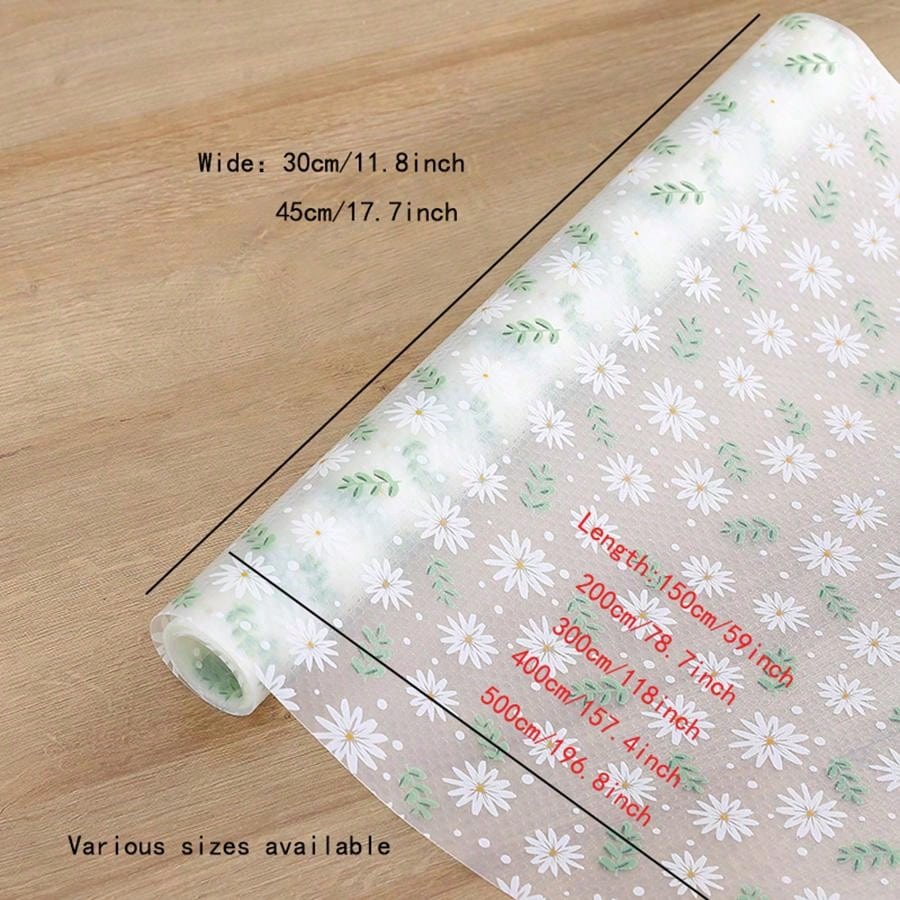 قطعة واحدة من بطانة درج مقاومة للرطوبة بطباعة الأقحوان للخزانة المطبخية، الطاولة