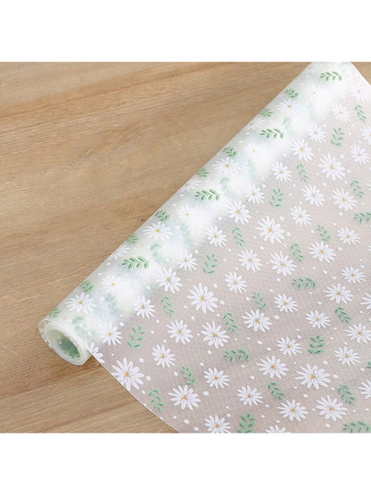 قطعة واحدة من بطانة درج مقاومة للرطوبة بطباعة الأقحوان للخزانة المطبخية، الطاولة