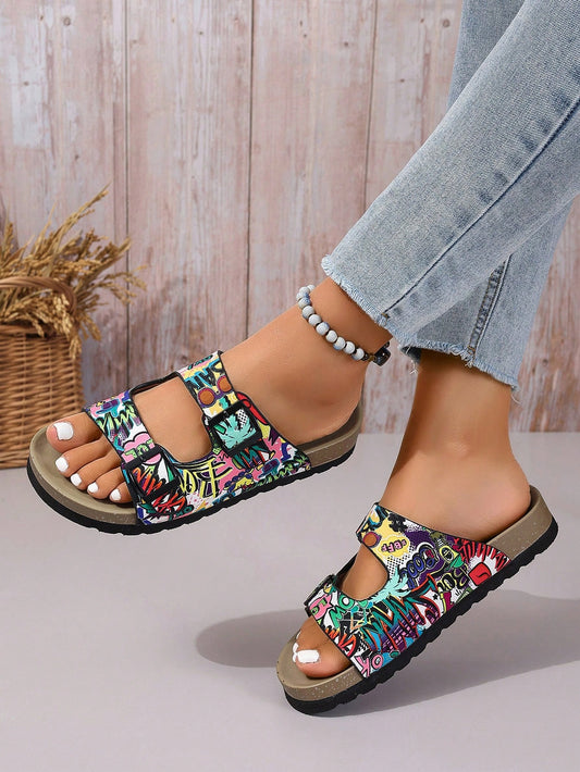 صندل خفيف الوزن سميك المرجان الناعم المسطح النعل الخارجي النعال ناعمة السطح بطبعة الفهد مع زيادة الارتفاع، مناسب للاستخدام في الشاطئ والمنزل