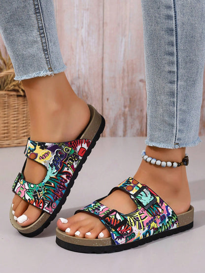 صندل خفيف الوزن سميك المرجان الناعم المسطح النعل الخارجي النعال ناعمة السطح بطبعة الفهد مع زيادة الارتفاع، مناسب للاستخدام في الشاطئ والمنزل