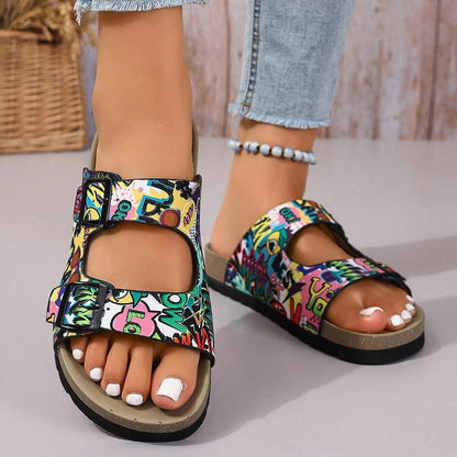 صندل خفيف الوزن سميك المرجان الناعم المسطح النعل الخارجي النعال ناعمة السطح بطبعة الفهد مع زيادة الارتفاع، مناسب للاستخدام في الشاطئ والمنزل