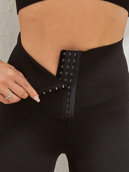 بنطلون ضيق صلب مطاطي، بنطلون يوغا رفع خصر عالي بالأزياء النسائية