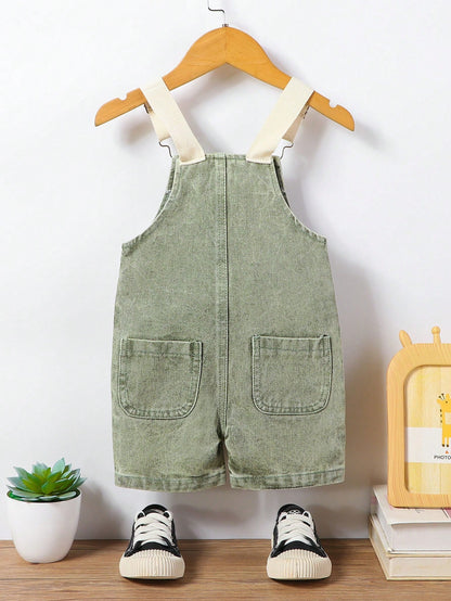 شورت رضيع صبي كاجوال عصري من الدنيم بحمالات