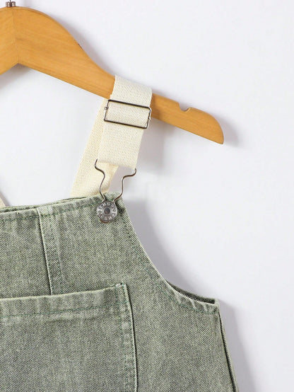 شورت رضيع صبي كاجوال عصري من الدنيم بحمالات