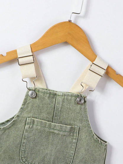 شورت رضيع صبي كاجوال عصري من الدنيم بحمالات