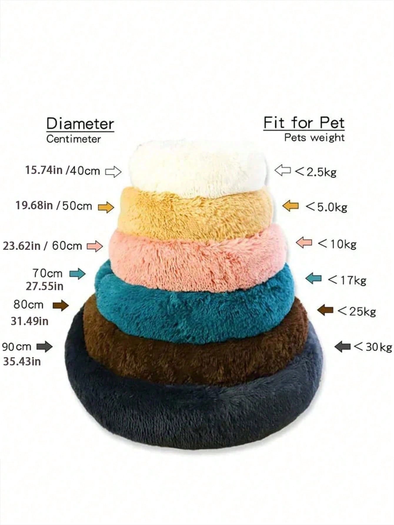 سرير حيوان أليف دائري بفرو صلب متوفر بلون واحد، غير قابل للإزالة، ناعم ومريح، يمكن غسله في الغسالة، مناسب للاستخدام اليومي والسفر مع القطط والكلاب، مثالي للحيوانات الأليفة صغيرة ومتوسطة الحجم
