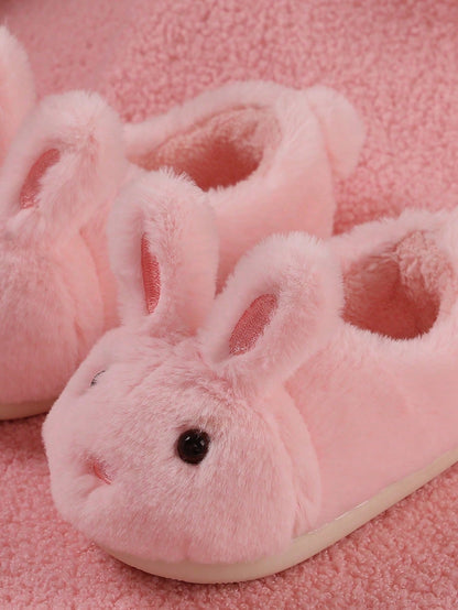 زوج من الأحذية الداخلية الكرتونية الأرنب الجميلة للبنات ، أحذية المنزل المناسبة للأطفال الصغار ، مناسبة للخريف والشتاء