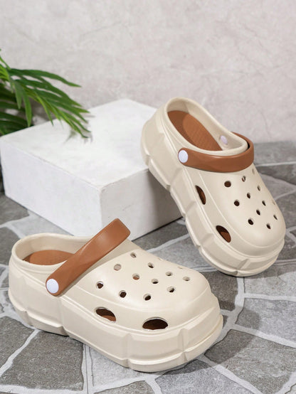 حذاء نسائي بكعب عريض سماكة 7 سم ونعل مرتفع منصة، حذاء مريح للغاية للحديقة يتيح التهوية، حذاء سهل الانزلاق بأسلوب أميراتي لطيف .مثالي للارتداء الخارجي