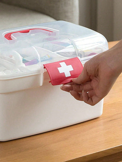 صندوق تخزين طبي 1 قطعة، حاوية محمولة بسعة كبيرة للأدوية والمستلزمات المنزلية والسكنية، علبة إسعافات أولية صغيرة للاستخدام المنزلي