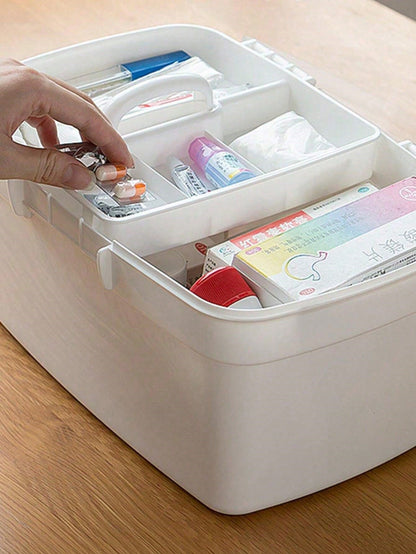 صندوق تخزين طبي 1 قطعة، حاوية محمولة بسعة كبيرة للأدوية والمستلزمات المنزلية والسكنية، علبة إسعافات أولية صغيرة للاستخدام المنزلي