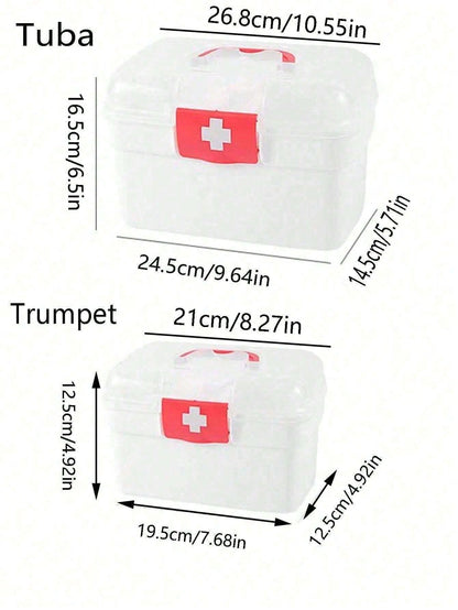 صندوق تخزين طبي 1 قطعة، حاوية محمولة بسعة كبيرة للأدوية والمستلزمات المنزلية والسكنية، علبة إسعافات أولية صغيرة للاستخدام المنزلي