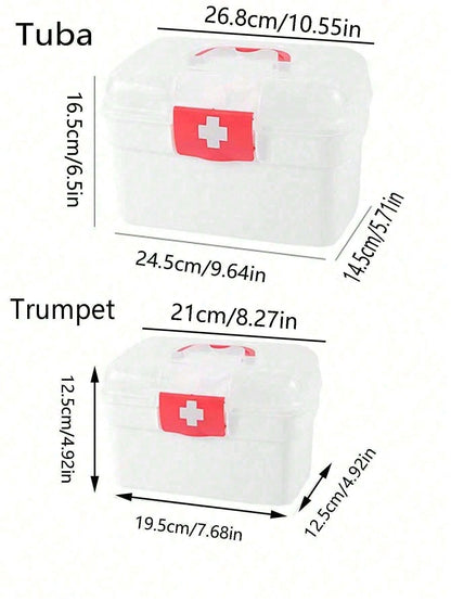 صندوق تخزين طبي 1 قطعة، حاوية محمولة بسعة كبيرة للأدوية والمستلزمات المنزلية والسكنية، علبة إسعافات أولية صغيرة للاستخدام المنزلي