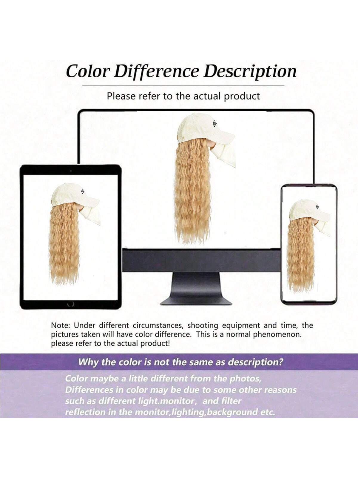 قبعة شعر مستعار قابلة للتعديل بجناحين ومعلقات شعر قصيرة هيكل قبعة البيسبول الشعر المجعد مضفر الباروكة الاصطناعية