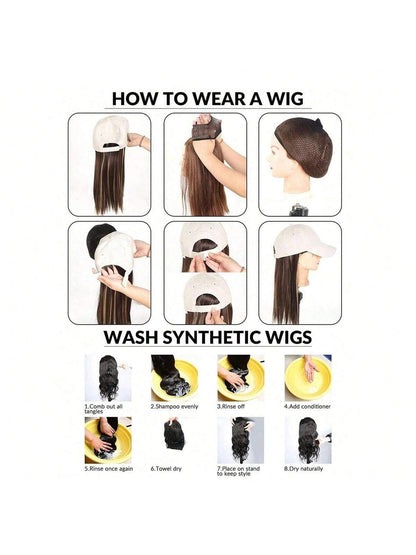 قبعة شعر مستعار قابلة للتعديل بجناحين ومعلقات شعر قصيرة هيكل قبعة البيسبول الشعر المجعد مضفر الباروكة الاصطناعية