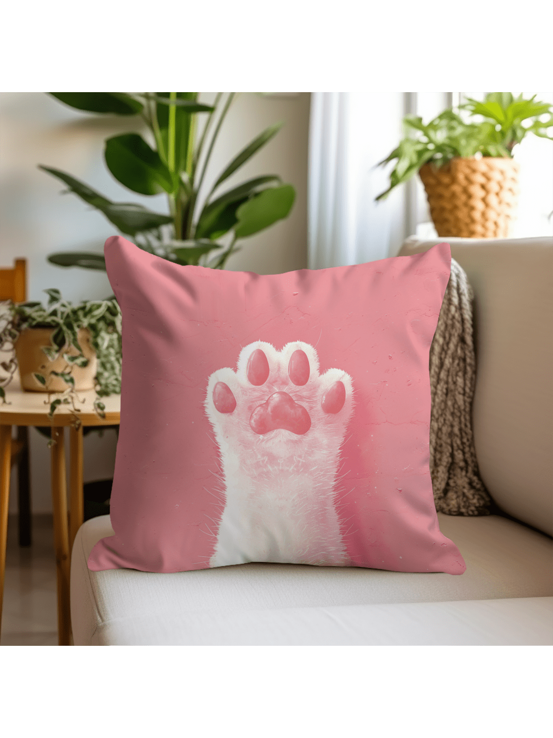 غطاء وسادة بنمط كف قطة