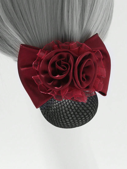 شبكة شريط أزهار بتصميم عقدة للشعر قطعة واحدة