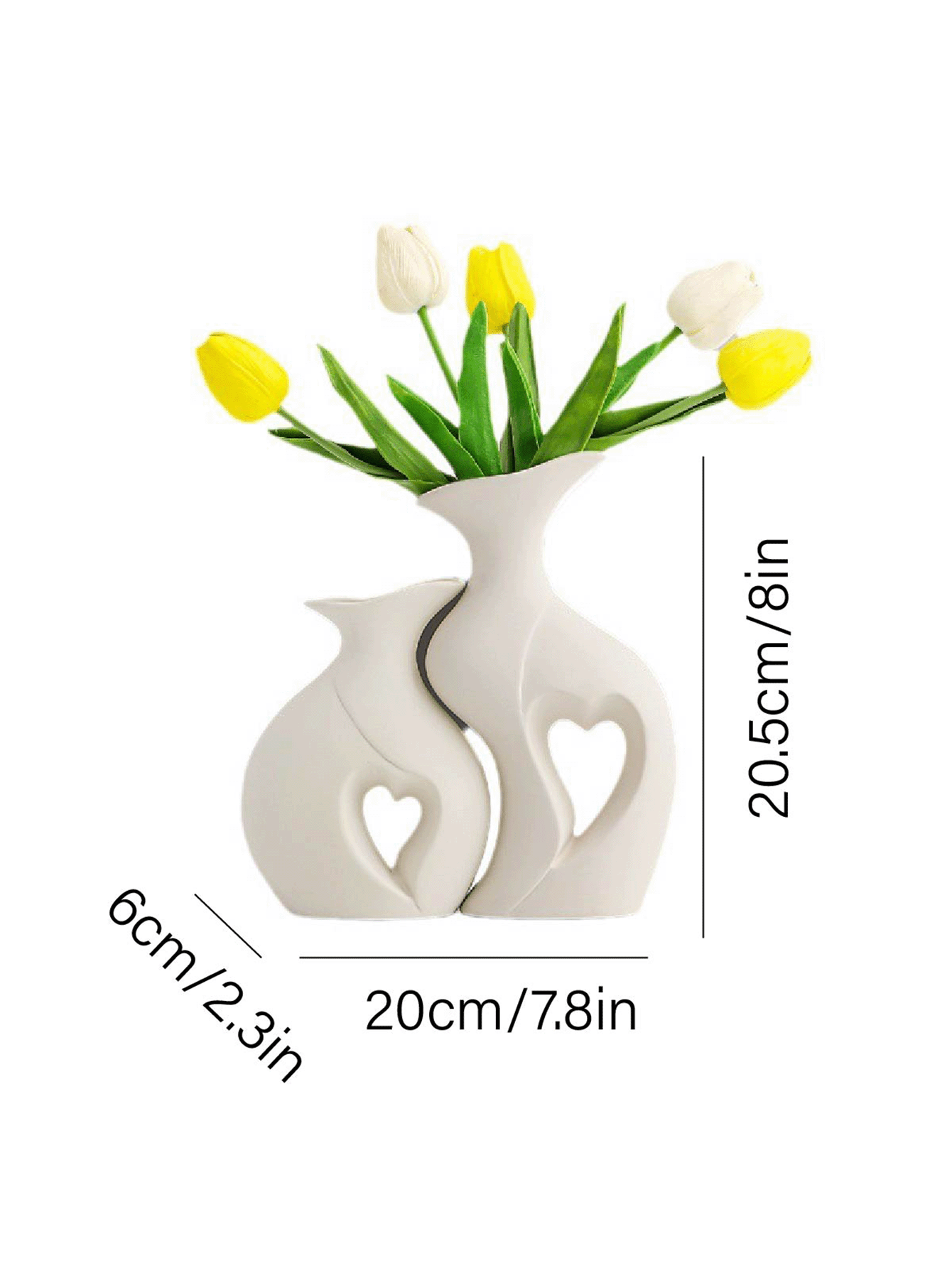 مجموعة قوارير من السيراميك الأبيض 2 قطعة لديكور