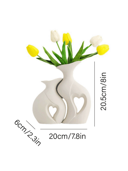 مجموعة قوارير من السيراميك الأبيض 2 قطعة لديكور