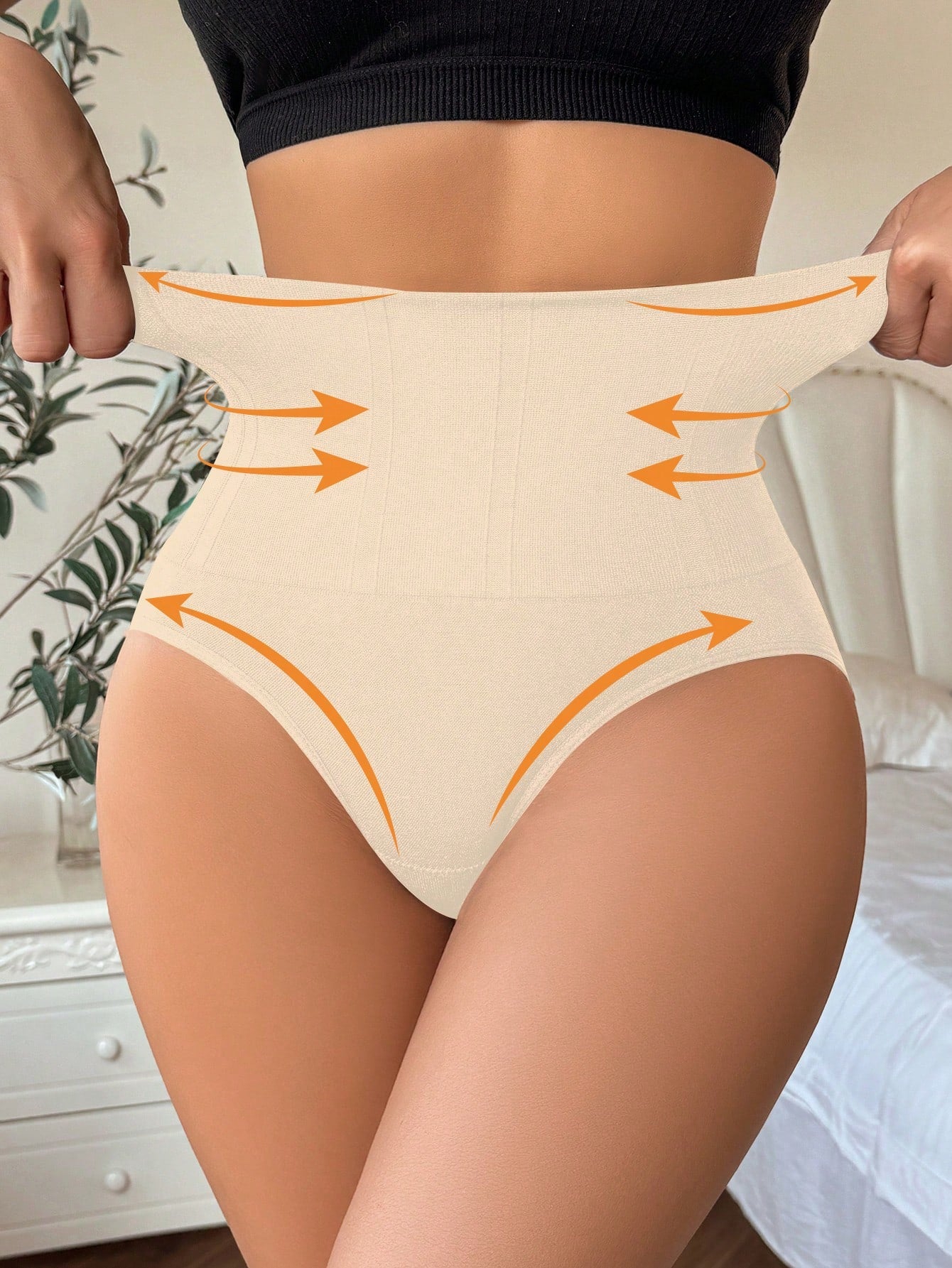 ملابس داخلية نسائية مثيرة بخصر عال وثلاثية الأشكال دون خياطة للتشكيل