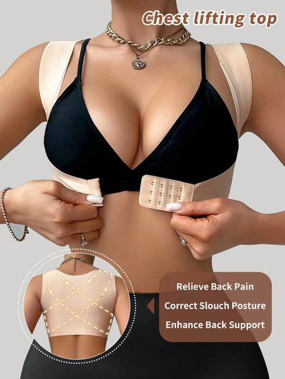 ملابس علوية تكييف الجسم النسائي الملساء ، مع إغلاق أمامي ودعم صدر ، وتصميم خلفي بشكل V ، قطعة واحدة