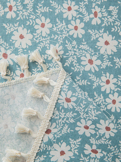 غطاء طاولة بتصميم ريفي للأزهار والعروة بقماشة واحدة، مناسب لديكور غرف المعيشة والنوم، ويمكن استخدامه في جميع المواسم