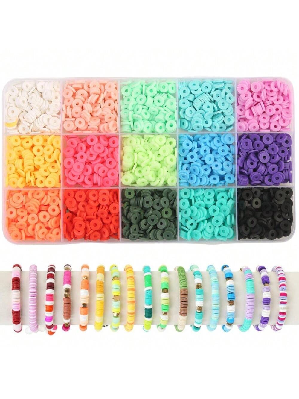 مجموعة أدوات صنع أساور عصرية، خرزات الطين والحجر الأسود، مناسبة لصنع المجوهرات باليد للنساء. مثالي كهدايا وهدايا للمهرجانات.