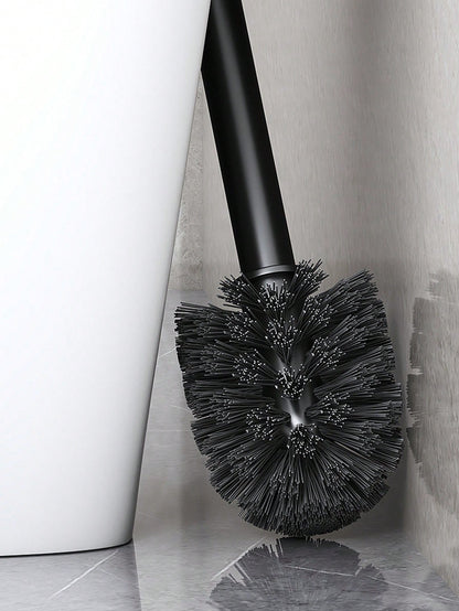 فرشاة مرحاض جدارية واحدة، من دون براغي، تنظيف الزوايا الميتة بدون زاوية يرافقه تصميم لتخزينها، تصميم مقبض ممتد، قاعدة الصرف المجوفة