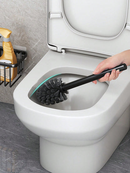 فرشاة مرحاض جدارية واحدة، من دون براغي، تنظيف الزوايا الميتة بدون زاوية يرافقه تصميم لتخزينها، تصميم مقبض ممتد، قاعدة الصرف المجوفة