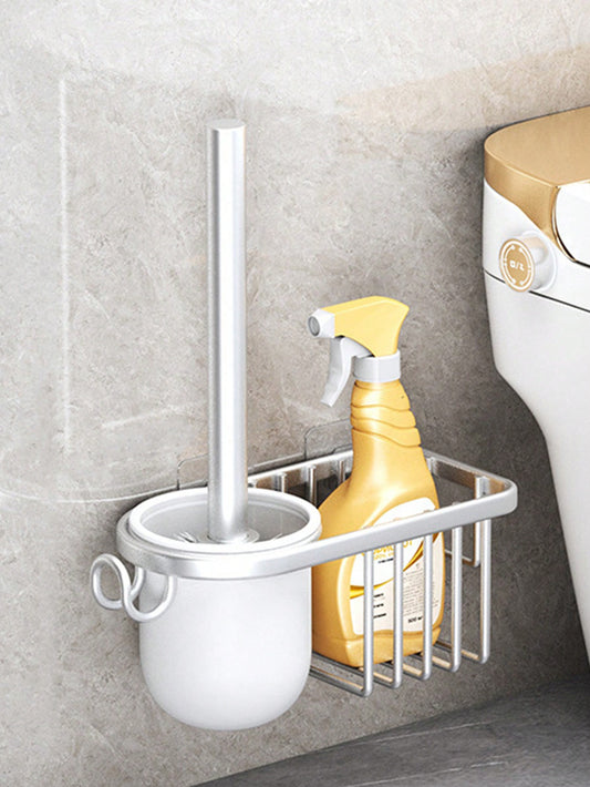 فرشاة مرحاض جدارية واحدة، من دون براغي، تنظيف الزوايا الميتة بدون زاوية يرافقه تصميم لتخزينها، تصميم مقبض ممتد، قاعدة الصرف المجوفة