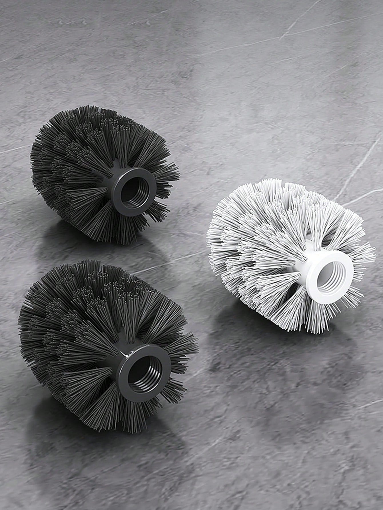 فرشاة مرحاض جدارية واحدة، من دون براغي، تنظيف الزوايا الميتة بدون زاوية يرافقه تصميم لتخزينها، تصميم مقبض ممتد، قاعدة الصرف المجوفة