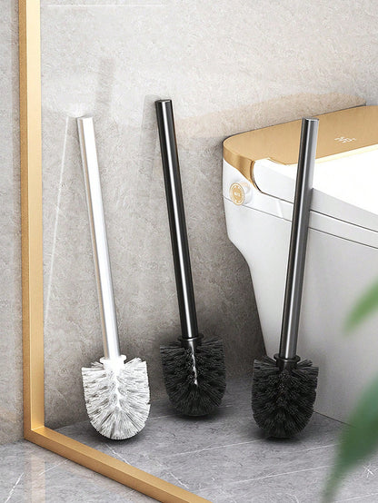 فرشاة مرحاض جدارية واحدة، من دون براغي، تنظيف الزوايا الميتة بدون زاوية يرافقه تصميم لتخزينها، تصميم مقبض ممتد، قاعدة الصرف المجوفة