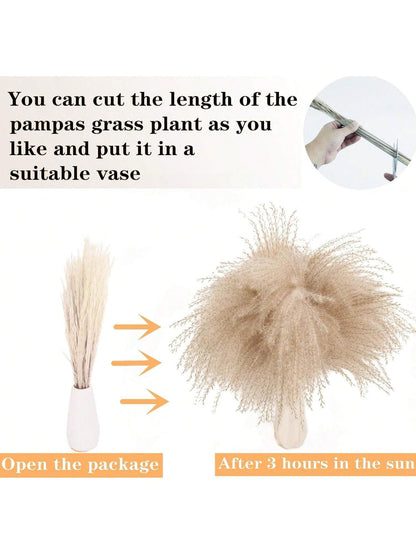 ديكور عشب بامباس رمادي مجفف عالي الجودة يتكون من 105 قطعة،