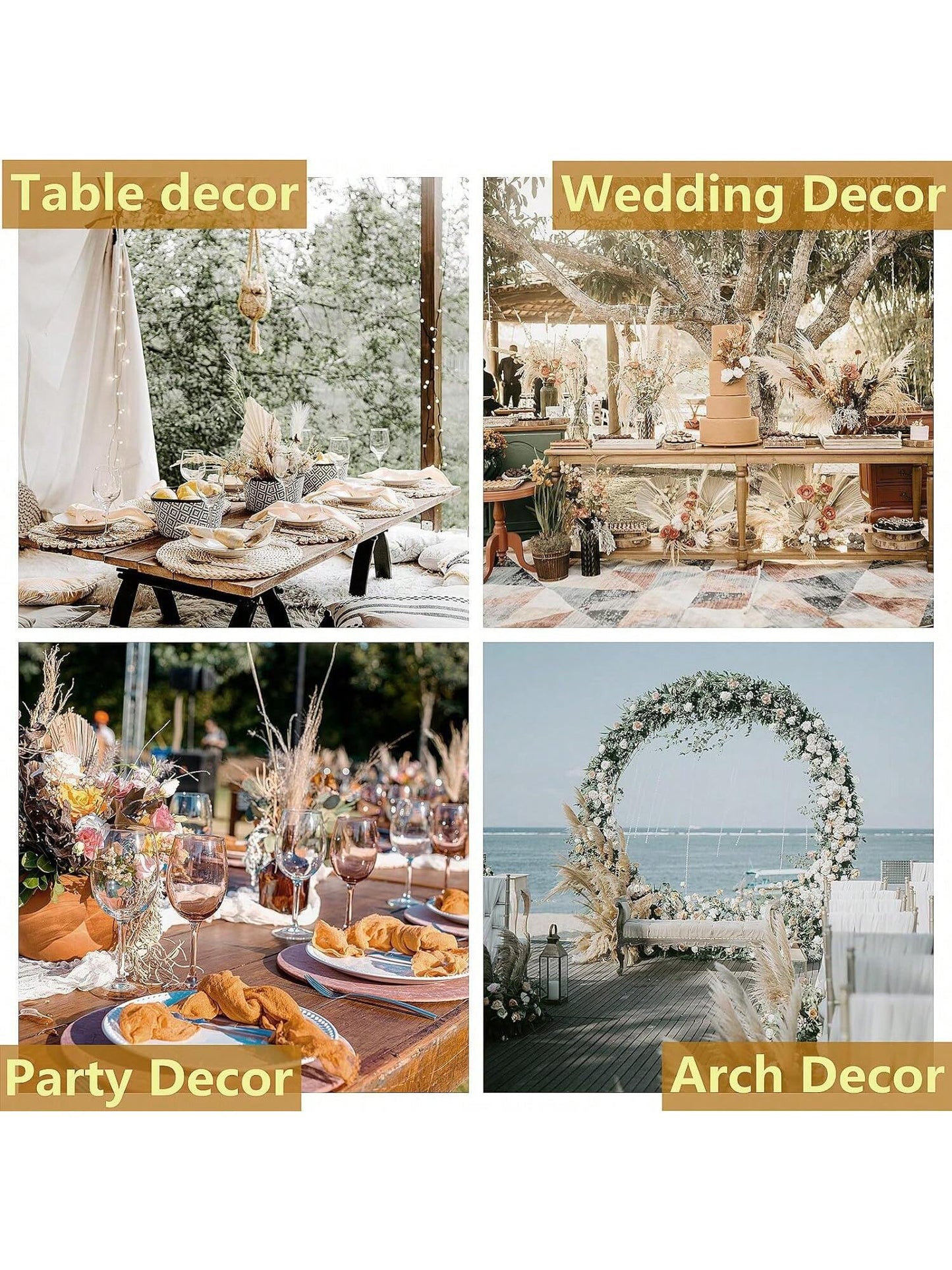 ديكور عشب بامباس رمادي مجفف عالي الجودة يتكون من 105 قطعة،