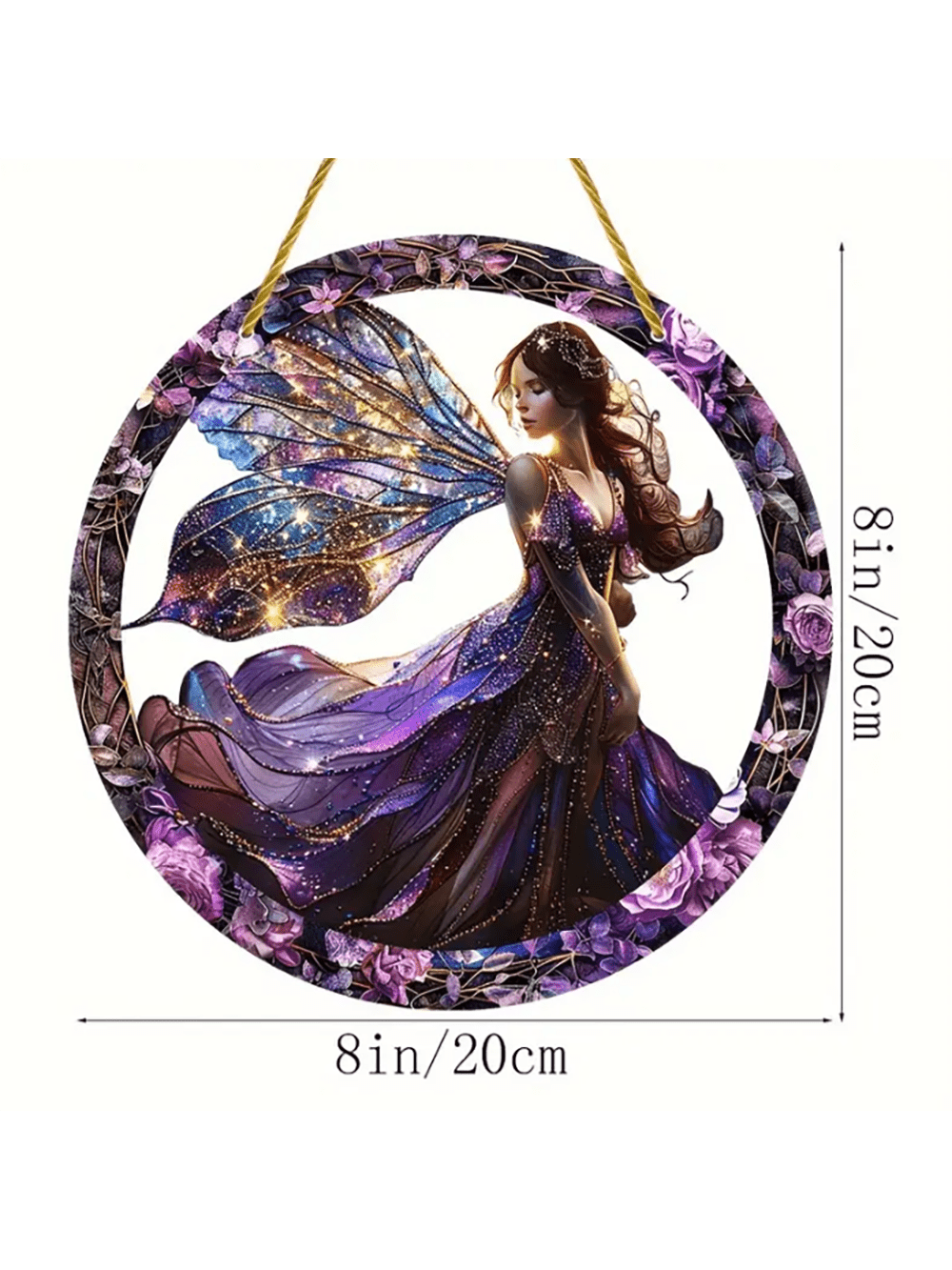 قطعة واحدة متعددة الاستخدامات من مصيدة شمس الفراشة الزقزاقية المسطحة من الأكريليك متعددة الألوان للتعليق على النافذة، بتصميم جنية وإكليل، رائعة لديكور الحديقة والمنزل والشرفة والغرفة في مناسبات الهالوين والخريف والأعياد