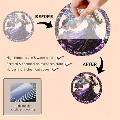 قطعة واحدة متعددة الاستخدامات من مصيدة شمس الفراشة الزقزاقية المسطحة من الأكريليك متعددة الألوان للتعليق على النافذة، بتصميم جنية وإكليل، رائعة لديكور الحديقة والمنزل والشرفة والغرفة في مناسبات الهالوين والخريف والأعياد