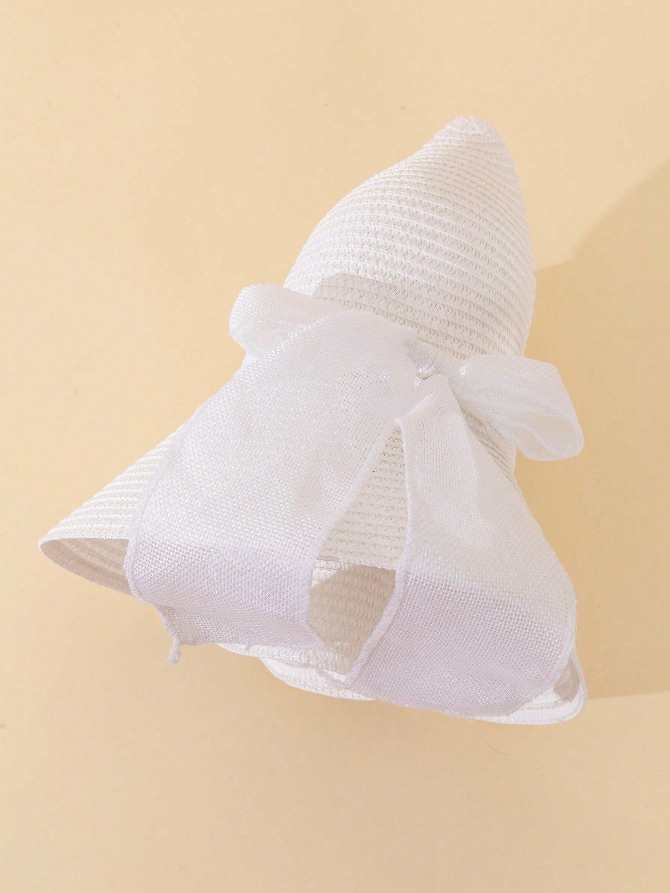 قبعة صيفية بيضاء للنساء بموجات ورديّة 1 قطعة، قبعة آنيقة لحماية الشمس في عطلة الشاطئ بعقدة مزيّنة